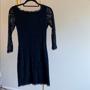 Diane Von Furstenburg Black Lace Dress